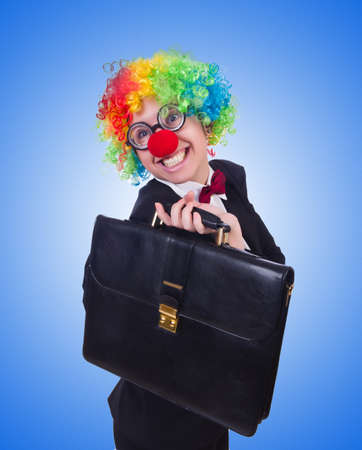 Woman clown businesswoman isolated on whiteの写真素材
