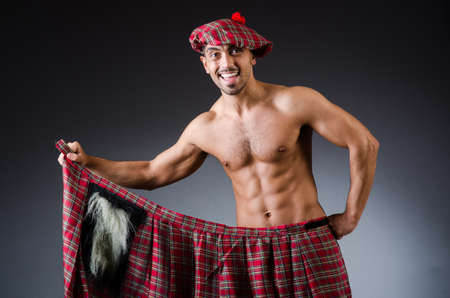 Man wearing traditional scottish clothingの写真素材