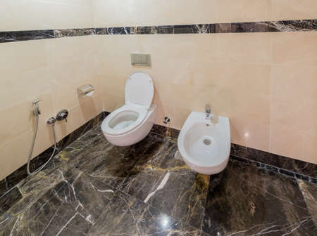 Modern interior of bathroom and toiletの写真素材