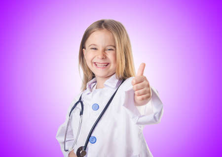 Little girl in doctor costumeの写真素材