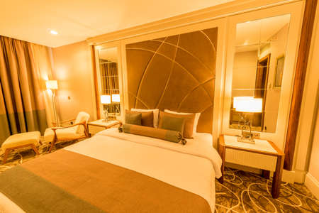 Hotel room with modern interiorの写真素材