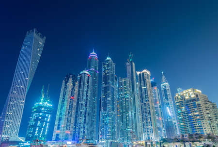 Dubai - JANUARY 10, 2015: Marina district on January 10 in UAE, Dubai. Marina district is popular residential area in Dubaiのeditorial素材