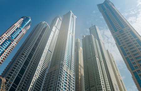 Dubai - AUGUST 9, 2014: Dubai Marina district on August 9 in UAE. Dubai is fastly developing city in...