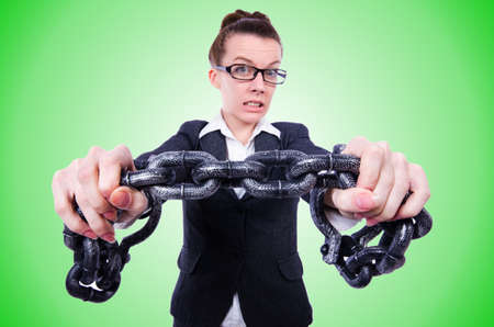 Woman with hands and handcuffsの写真素材