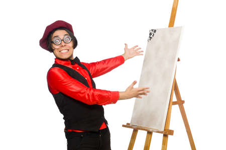 Funny artist isolated on whiteの写真素材