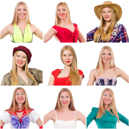 Collage of many faces from same modelの写真素材