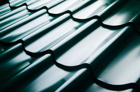 Close up of metal roof tileの写真素材