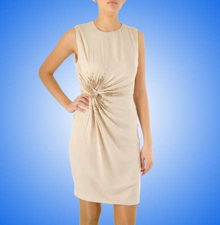 Woman in fashion dress concept on whiteの写真素材
