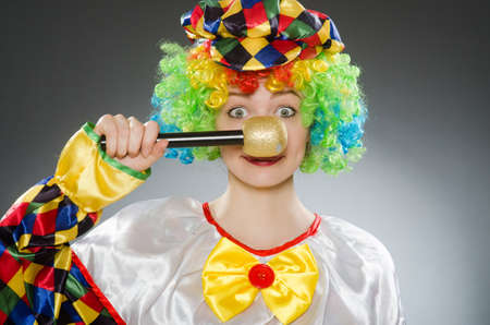 Clown with mic in funny conceptの写真素材