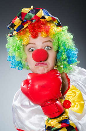 Funny clown with boxing glovesの写真素材