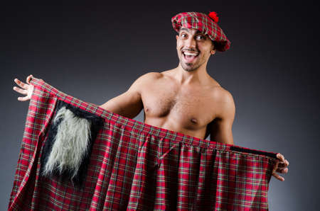 Man wearing traditional scottish clothingの写真素材