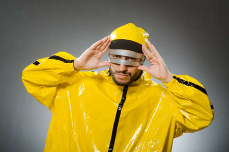 Man wearing metal glasses in techno concept