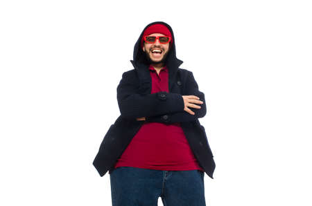 Overweight man isolated on the whiteの写真素材