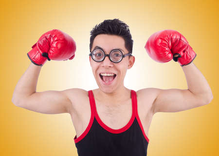Funny boxer isolated on the white backgroundの写真素材