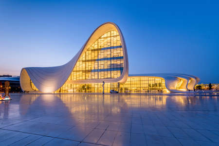 BAKU- JULY 20: Heydar Aliyev Center on July 20, 2015 in Baku, Azerbaijan. Heydar Aliyev Center won the Design Museum's Designs of the Year Award in 2014のeditorial素材