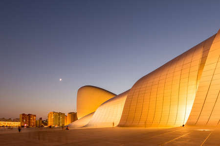BAKU- JULY 20: Heydar Aliyev Center on July 20, 2015 in Baku, Azerbaijan. Heydar Aliyev Center won the Design Museum's Designs of the Year Award in 2014のeditorial素材