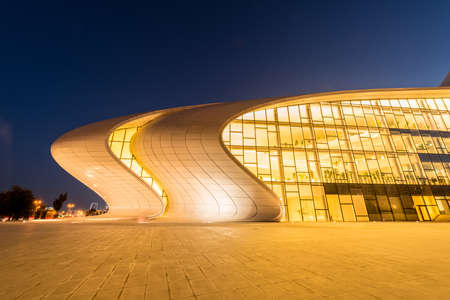 BAKU- JULY 20: Heydar Aliyev Center on July 20, 2015 in Baku, Azerbaijan. Heydar Aliyev Center won the Design Museum's Designs of the Year Award in 2014のeditorial素材