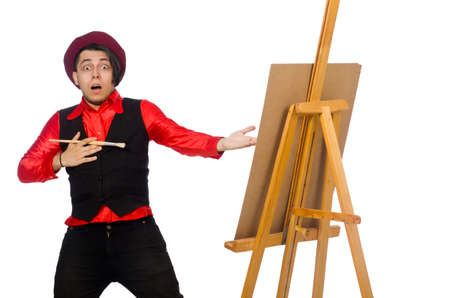 Funny artist isolated on whiteの写真素材