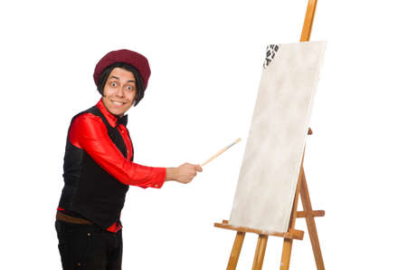 Funny artist isolated on whiteの写真素材
