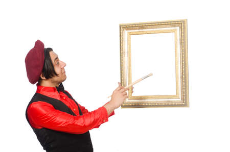 Funny artist isolated on whiteの写真素材
