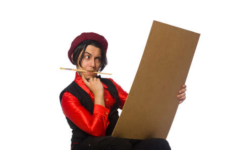 Funny artist isolated on whiteの写真素材
