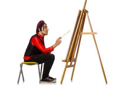 Funny artist isolated on whiteの写真素材