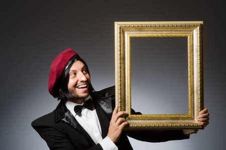 Funny artist working in the studioの写真素材