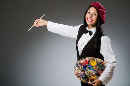 Funny artist working in the studioの写真素材