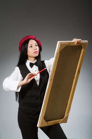 Funny artist working in the studioの写真素材