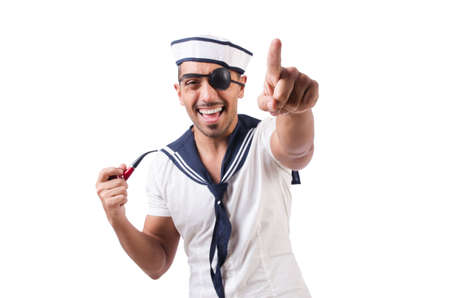 Sailor with smoking pipe isolatedの写真素材