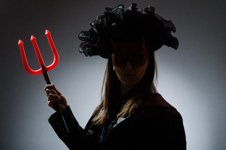 Funny deveil in halloween conceptの写真素材