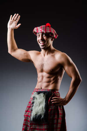 Man wearing traditional scottish clothingの写真素材