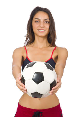 Woman in sport concept isolated on whiteの写真素材