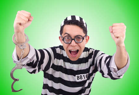 Funny convict isolated on the whiteの写真素材