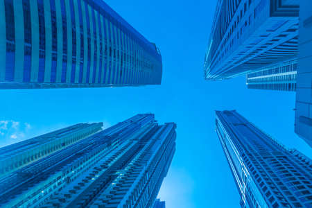 Tall Dubai Marina skyscrapers in UAE
