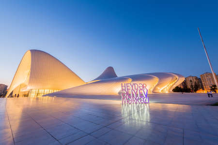 BAKU- JULY 20: Heydar Aliyev Center on July 20, 2015 in Baku, Azerbaijan. Heydar Aliyev Center won the Design Museum's Designs of the Year Award in 2014のeditorial素材