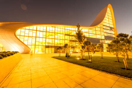 BAKU- JULY 20: Heydar Aliyev Center on July 20, 2015 in Baku, Azerbaijan. Heydar Aliyev Center won the Design Museum's Designs of the Year Award in 2014のeditorial素材