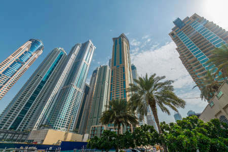 Dubai - AUGUST 9, 2014: Dubai Marina district on August 9 in UAE. Dubai is fastly developing city in...