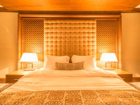 Hotel room with modern interiorの写真素材