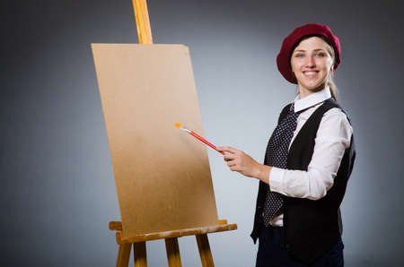 Funny artist working in the studioの写真素材