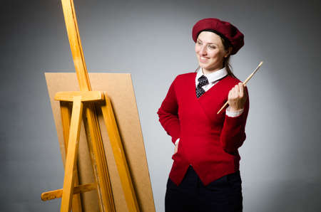 Funny artist working in the studioの写真素材