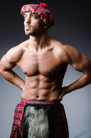 Man wearing traditional scottish clothingの写真素材