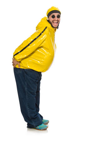 Overweight man isolated on the whiteの写真素材