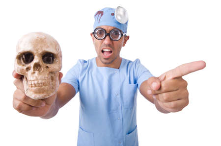 Funny doctor isolated on whiteの写真素材
