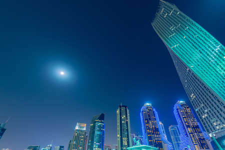 Dubai - JANUARY 10, 2015: Marina district on January 10 in UAE, Dubai. Marina district is popular residential area in Dubaiのeditorial素材