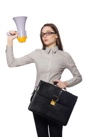 Woman in business concept isolated on whiteの写真素材