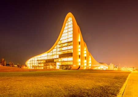 BAKU- JULY 20: Heydar Aliyev Center on July 20, 2015 in Baku, Azerbaijan. Heydar Aliyev Center won the Design Museum's Designs of the Year Award in 2014のeditorial素材