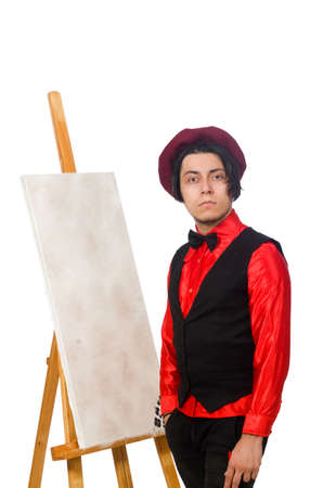 Funny artist isolated on whiteの写真素材