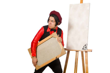 Funny artist isolated on whiteの写真素材
