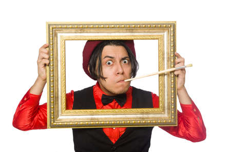 Funny artist isolated on whiteの写真素材
